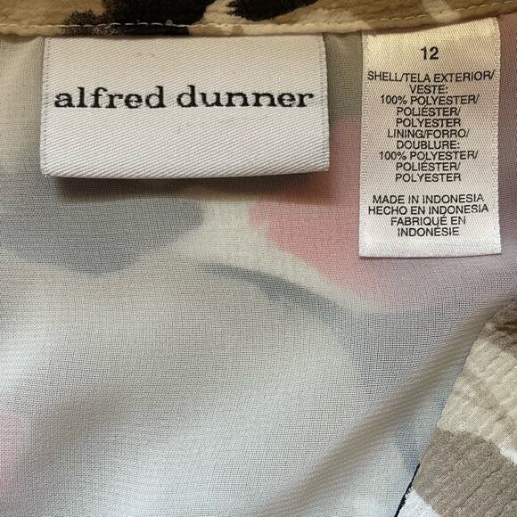 Alfred Dunner Vintage Floral Short Sleeve 80s Button Front Lined Blouse size 12 - Picture 7 of 10
